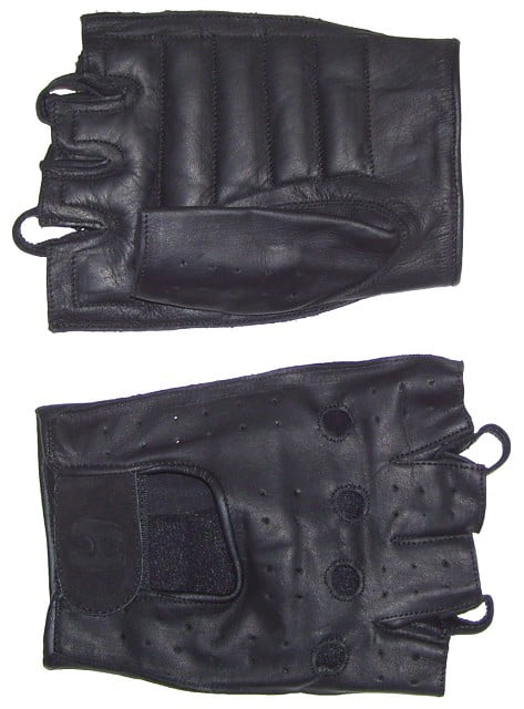 Men's Fingerless Leather Gloves with Padded Palm