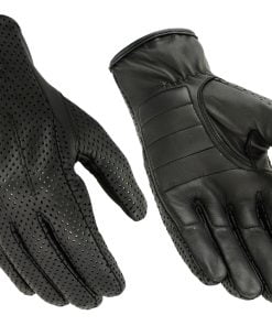 Hugger Fingerless Black Leather Gloves w/Gel Padded Palms Police Outdoor Driving Motorcycle Riding 