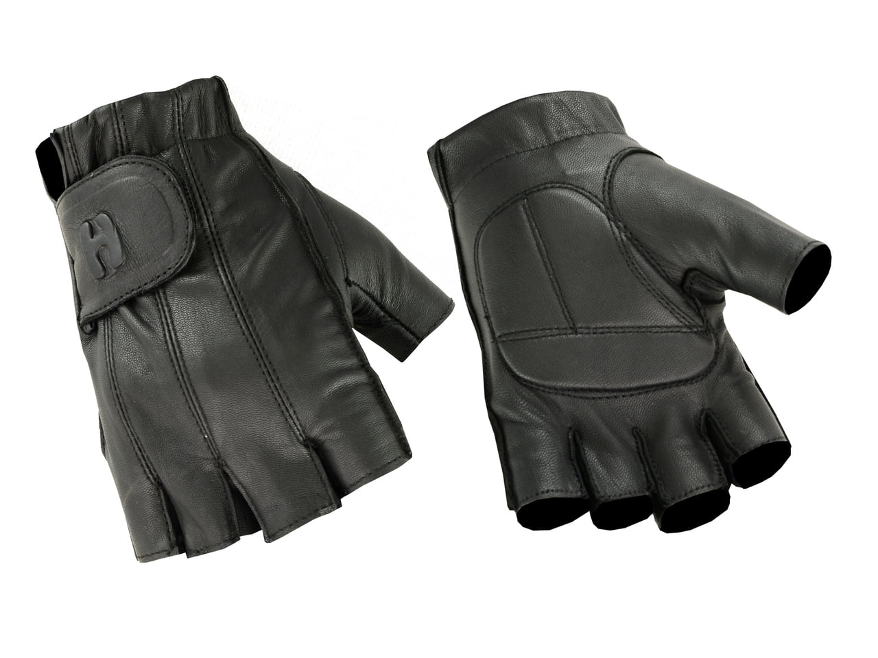 Men's Fingerless Leather Gloves with Gel Palm
