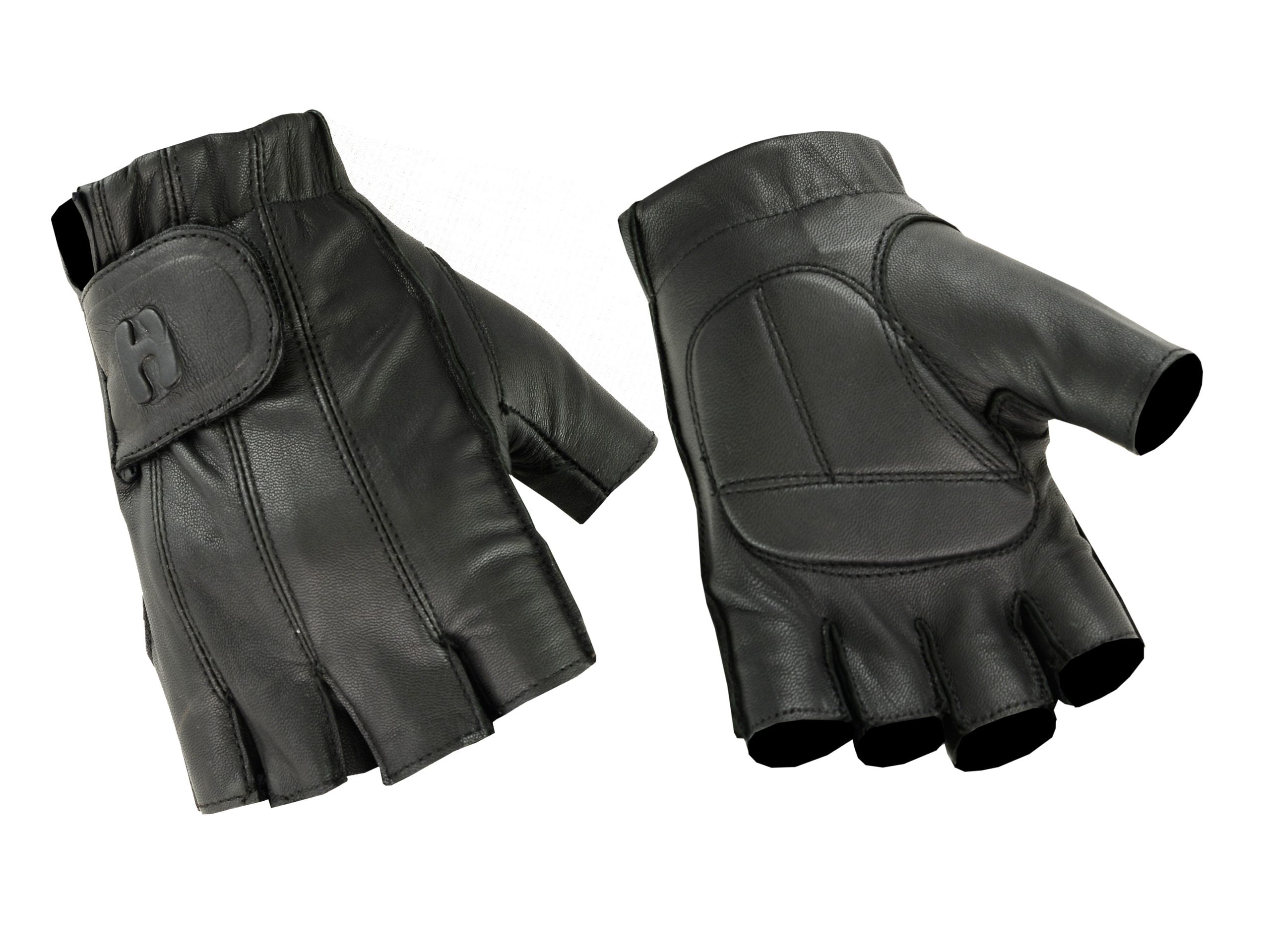 Top Grade Deer Skin Leather Fingerless Motorcycle Gloves Gel Palm
