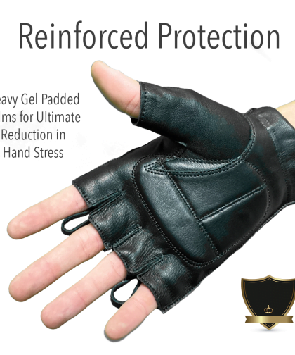 Full & Half Finger Versions Small, Fingerless Ladies Driving Gloves w/Studded Straps & Gel Palm 