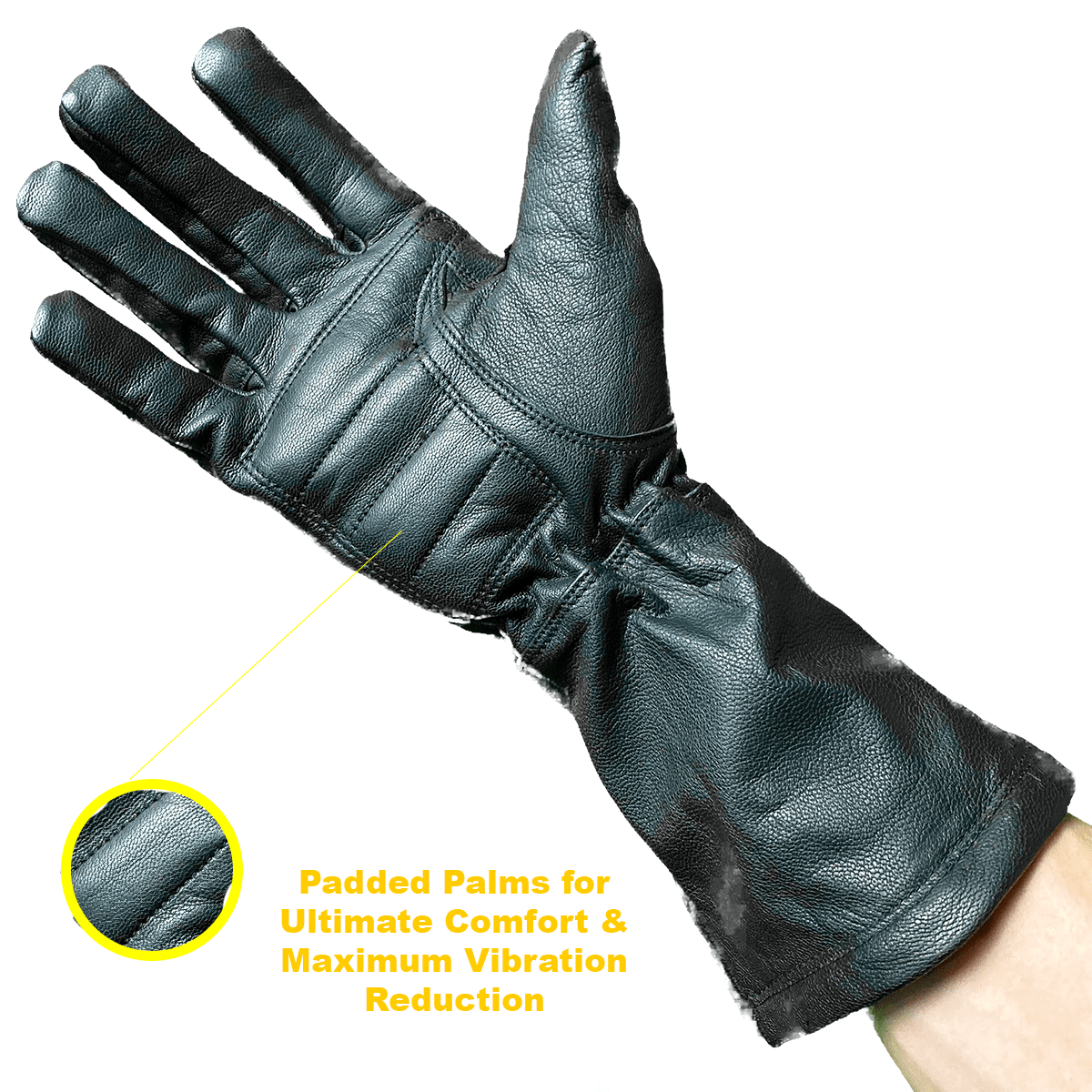 Motorcycle Leather Gauntlet Gloves with Lining Free Shipping! 